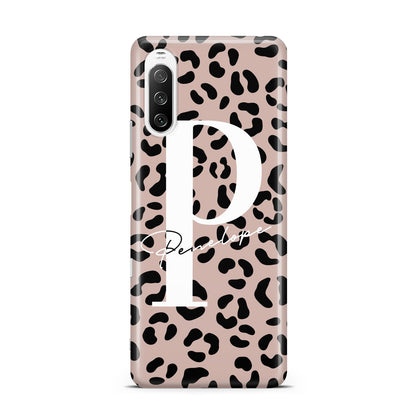 Personalised Nude Colour Leopard Print Sony Xperia 10 III Case