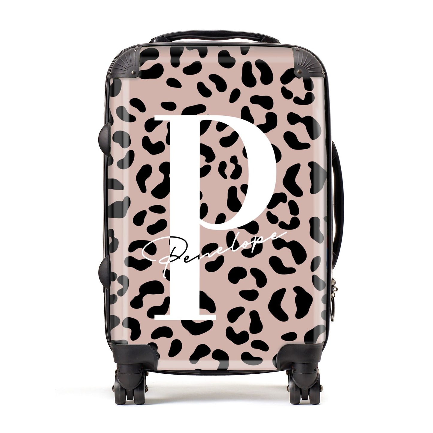 Personalised Nude Colour Leopard Print Suitcase