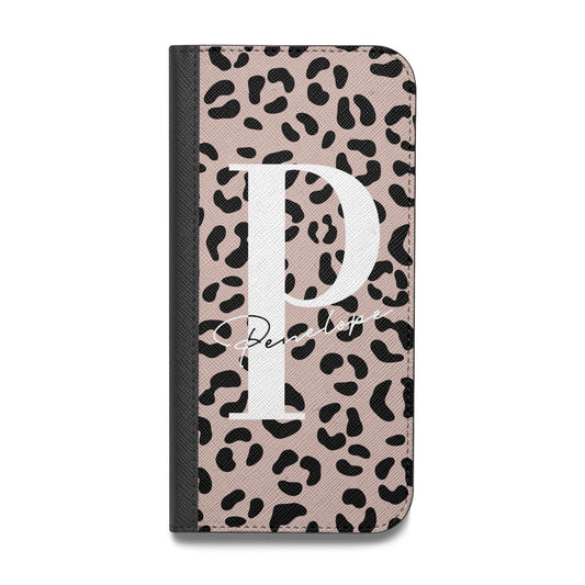 Personalised Nude Colour Leopard Print Vegan Leather Flip Samsung Case