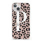 Personalised Nude Colour Leopard Print iPhone 13 Clear Bumper Case