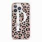 Personalised Nude Colour Leopard Print iPhone 13 Pro TPU Impact Case with Pink Edges