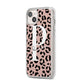 Personalised Nude Colour Leopard Print iPhone 14 Plus Clear Tough Case Starlight Angled Image