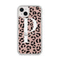 Personalised Nude Colour Leopard Print iPhone 14 Plus Glitter Tough Case Starlight