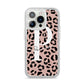 Personalised Nude Colour Leopard Print iPhone 14 Pro Glitter Tough Case Silver