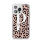 Personalised Nude Colour Leopard Print iPhone 14 Pro Max Clear Tough Case Silver