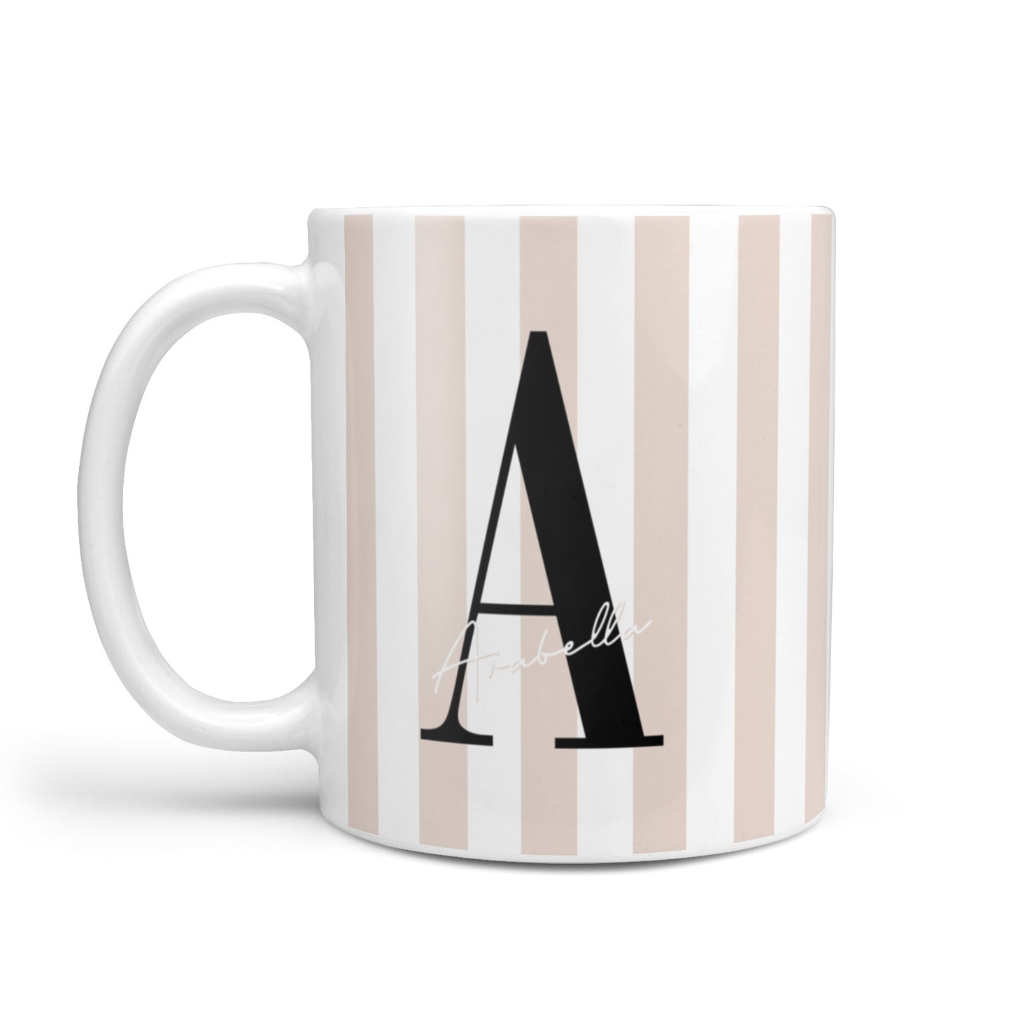 Personalised Nude Colour White Striped 10oz Mug Alternative Image 1