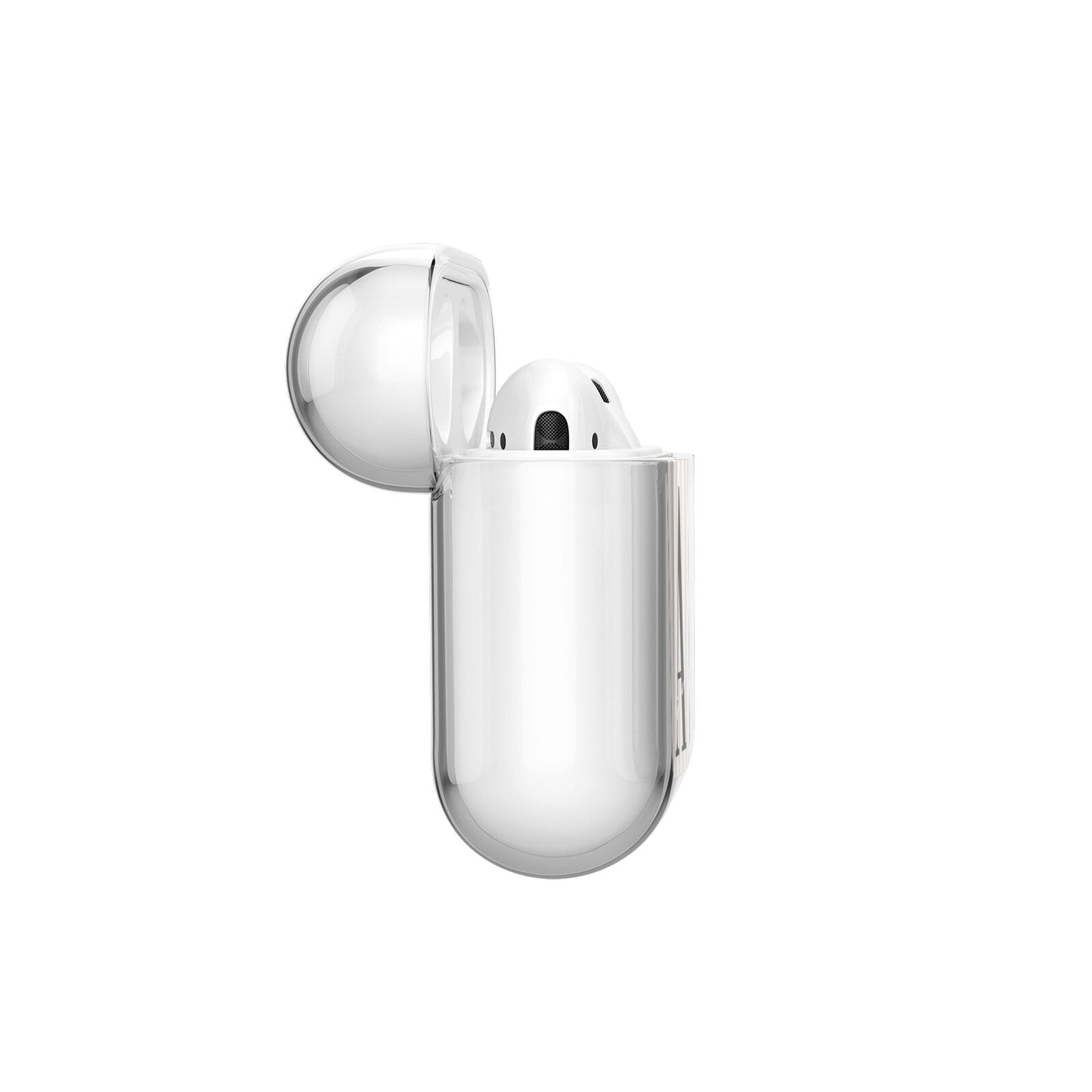 Personalised Nude Colour White Striped AirPods Case Side Angle