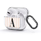 Personalised Nude Colour White Striped AirPods Glitter Case 3rd Gen Side Image