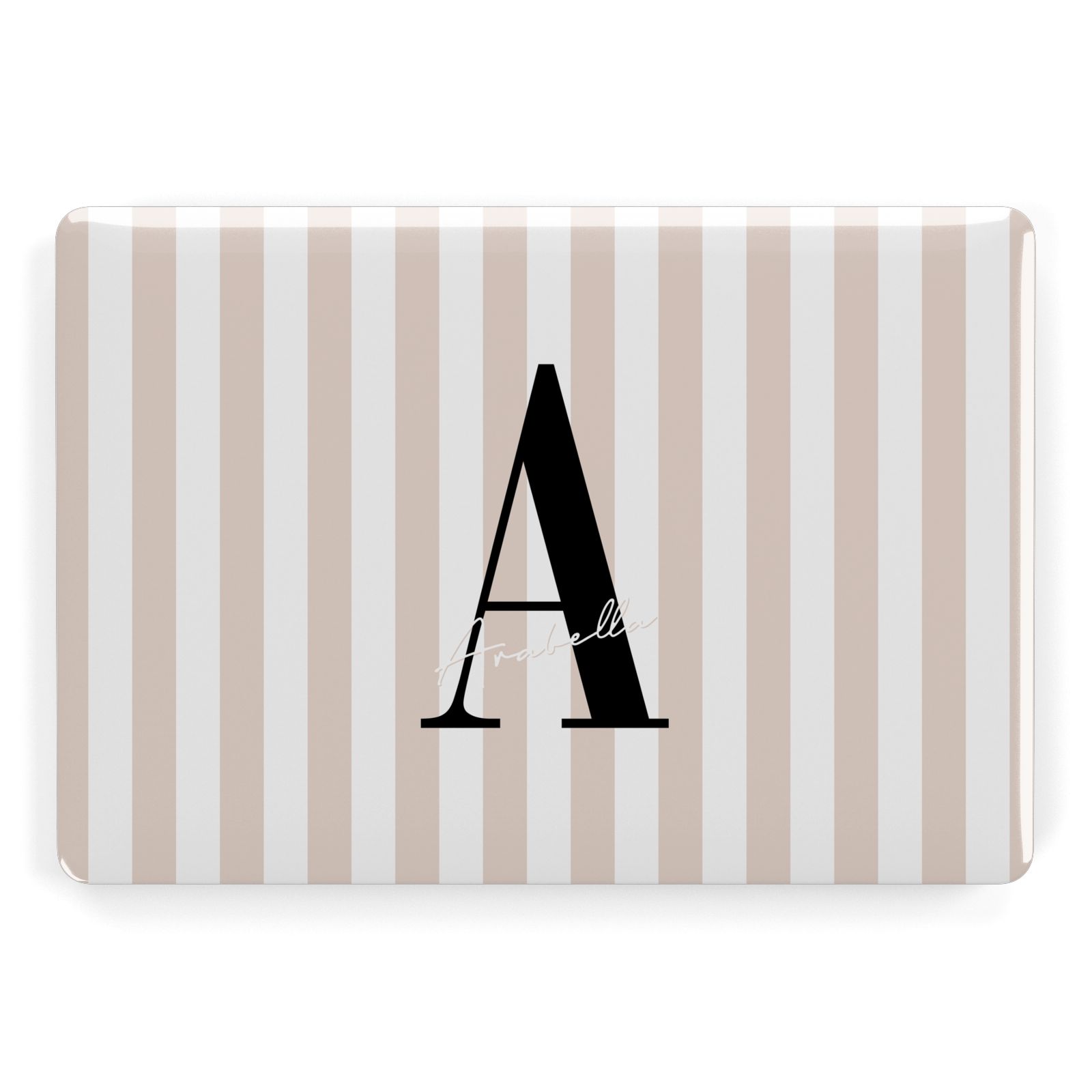 Personalised Nude Colour White Striped Apple MacBook Case