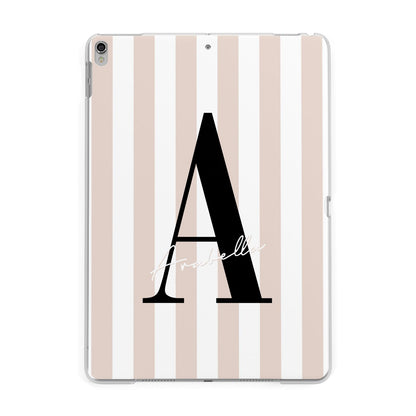 Personalised Nude Colour White Striped Apple iPad Silver Case