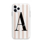 Personalised Nude Colour White Striped Apple iPhone 11 Pro Max in Silver with Bumper Case