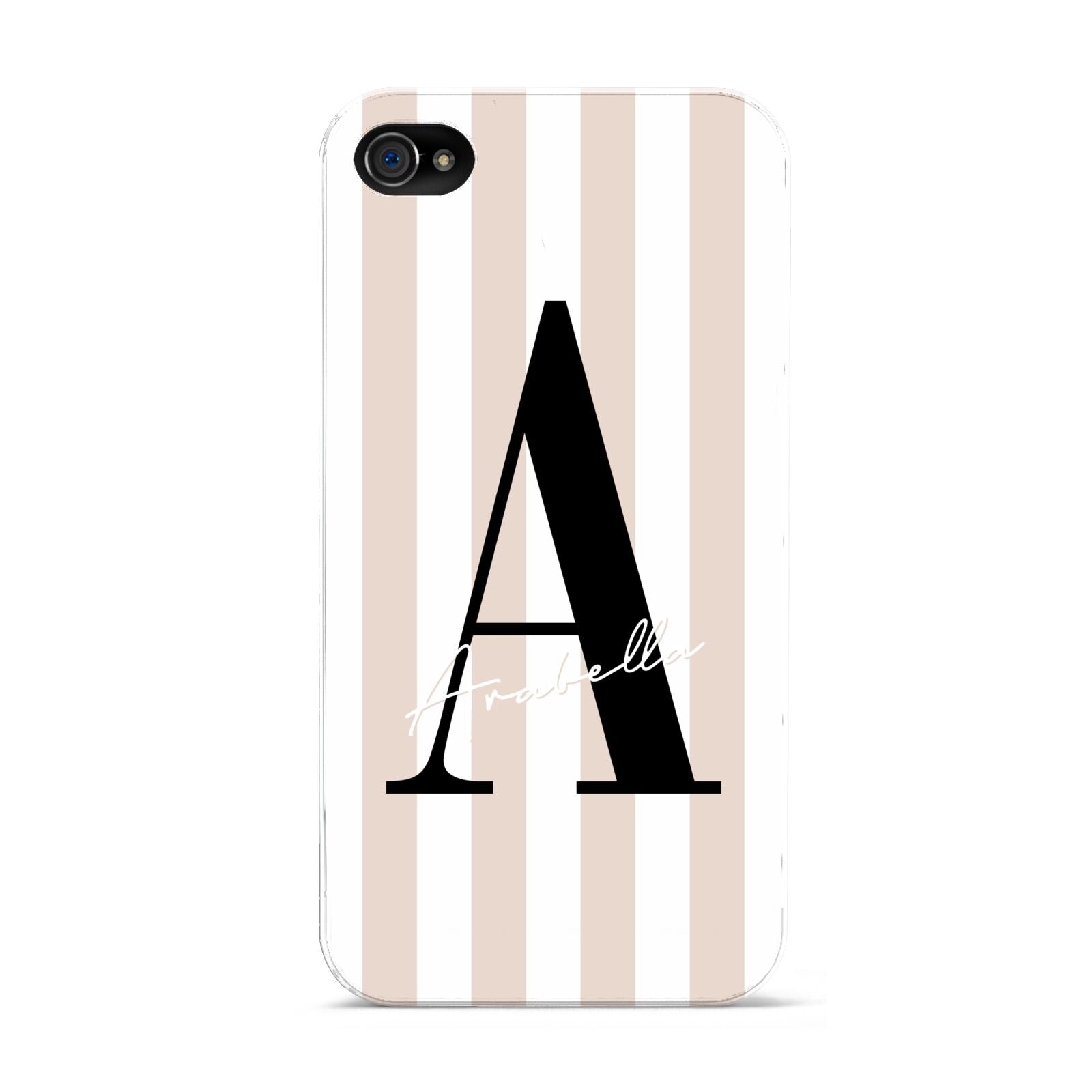 Personalised Nude Colour White Striped Apple iPhone 4s Case