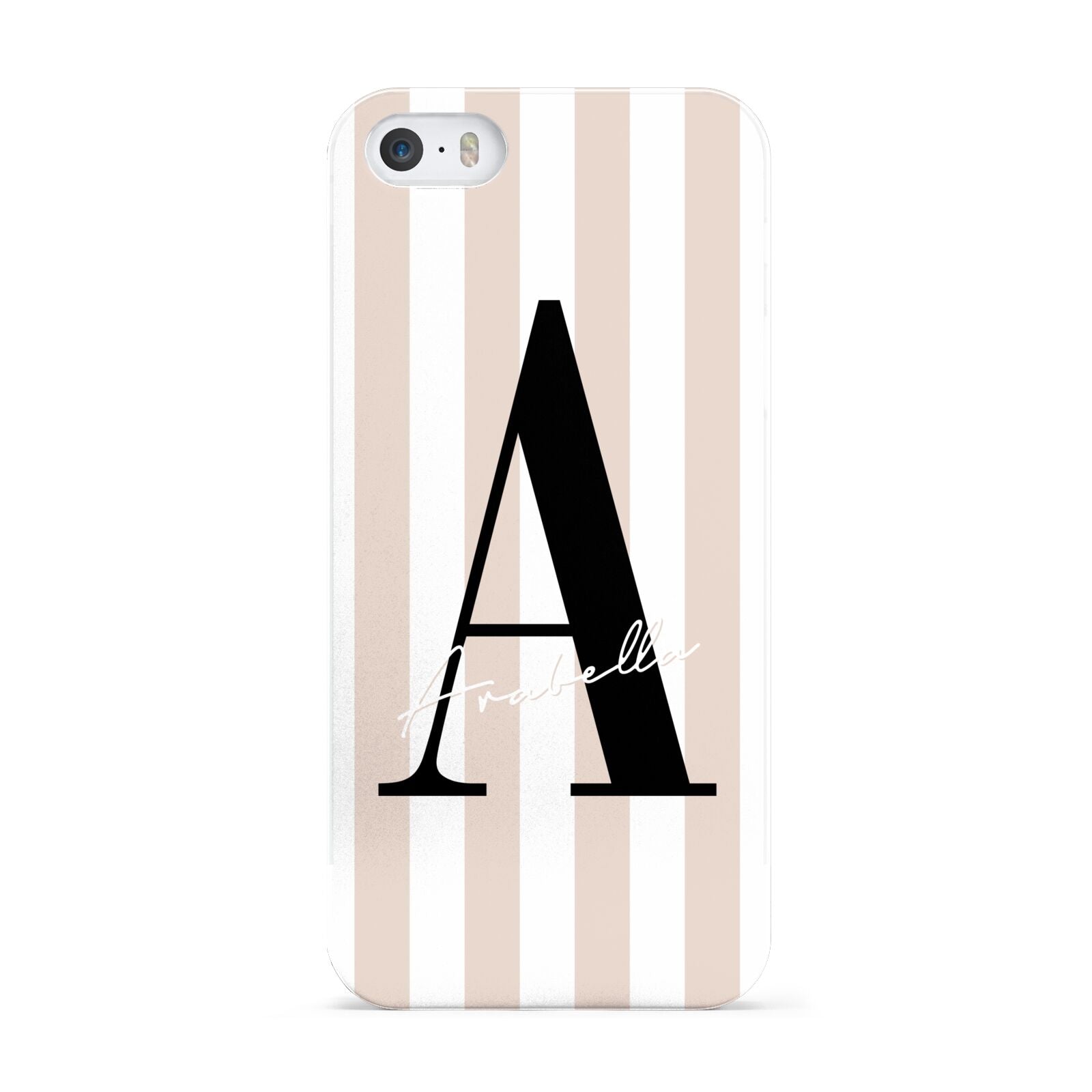 Personalised Nude Colour White Striped Apple iPhone 5 Case