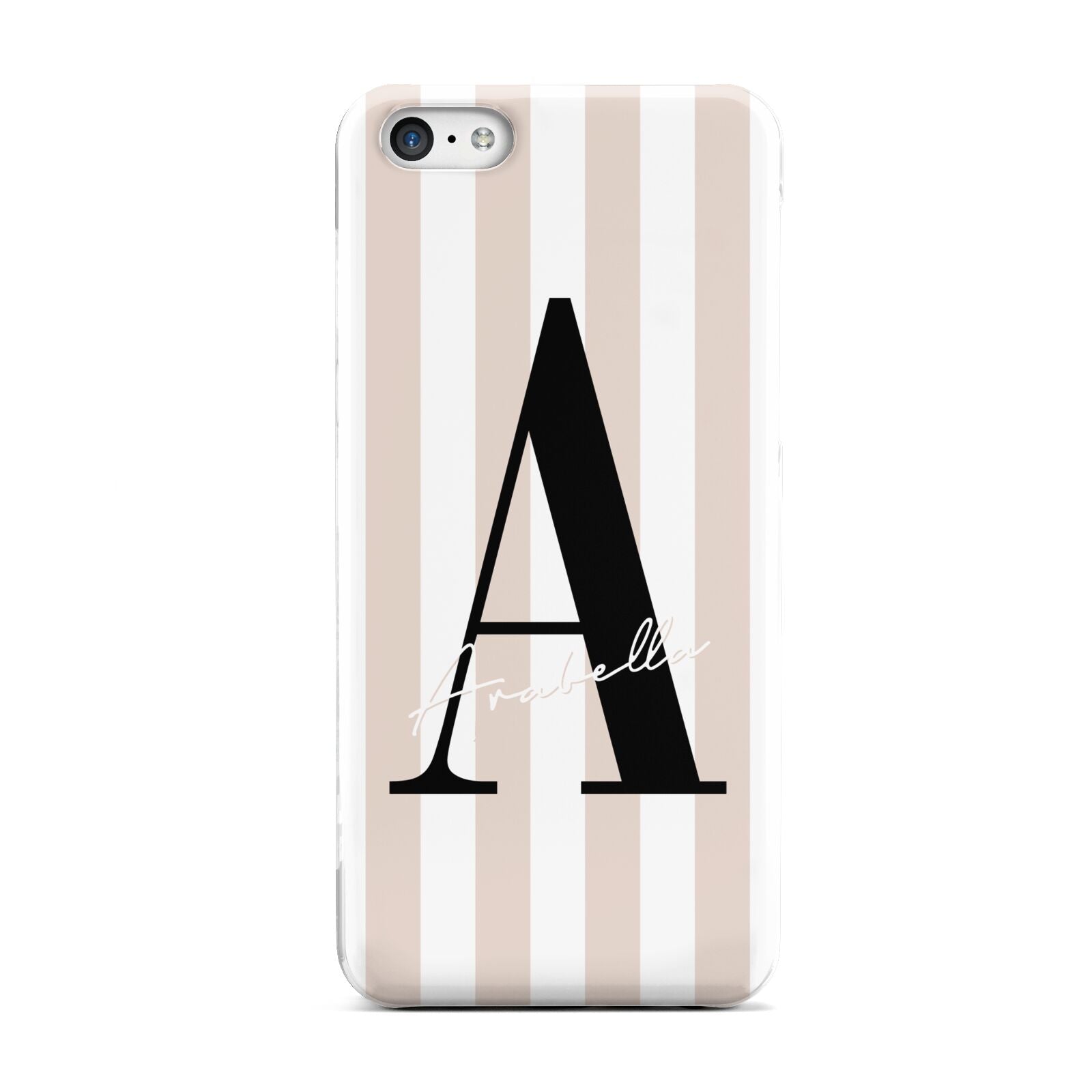 Personalised Nude Colour White Striped Apple iPhone 5c Case