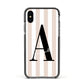 Personalised Nude Colour White Striped Apple iPhone Xs Impact Case Black Edge on Black Phone
