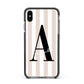 Personalised Nude Colour White Striped Apple iPhone Xs Max Impact Case Black Edge on Black Phone