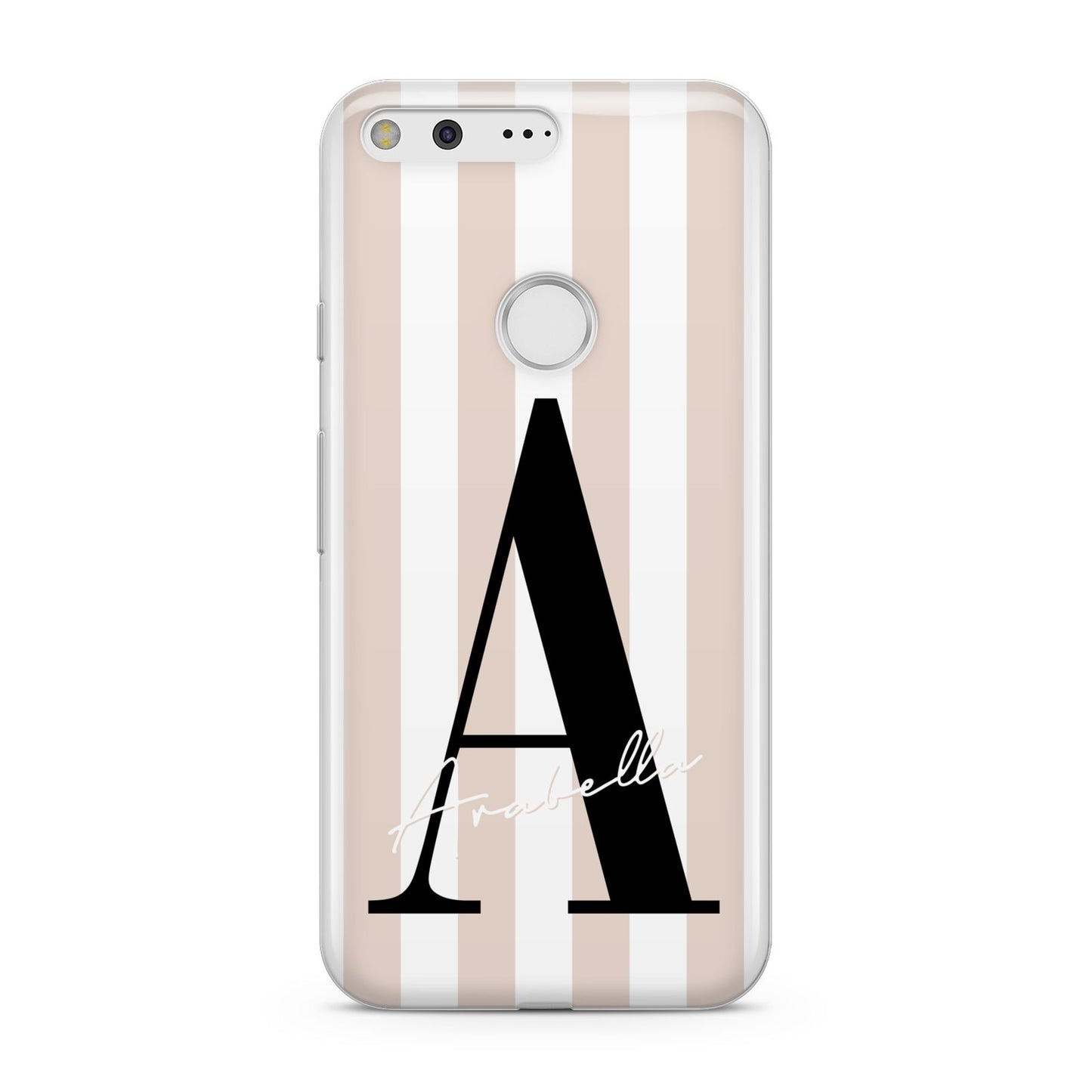Personalised Nude Colour White Striped Google Pixel Case