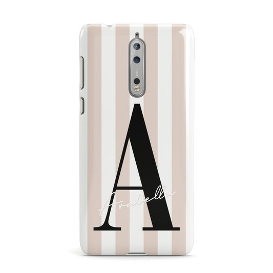 Personalised Nude Colour White Striped Nokia Case