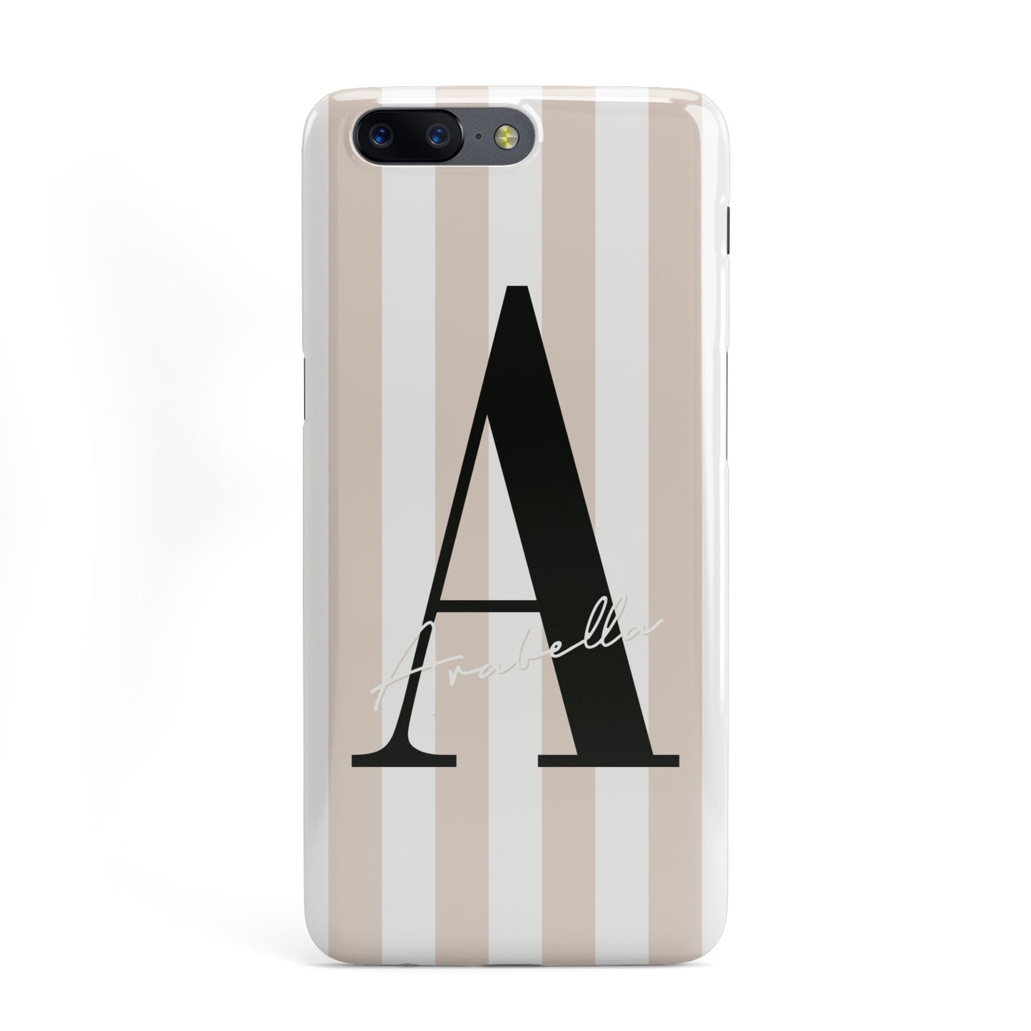 Personalised Nude Colour White Striped OnePlus Case
