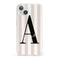 Personalised Nude Colour White Striped iPhone 13 Clear Bumper Case