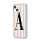 Personalised Nude Colour White Striped iPhone 14 Glitter Tough Case Starlight Angled Image