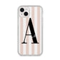 Personalised Nude Colour White Striped iPhone 14 Plus Glitter Tough Case Starlight