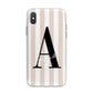 Personalised Nude Colour White Striped iPhone X Bumper Case on Silver iPhone Alternative Image 1