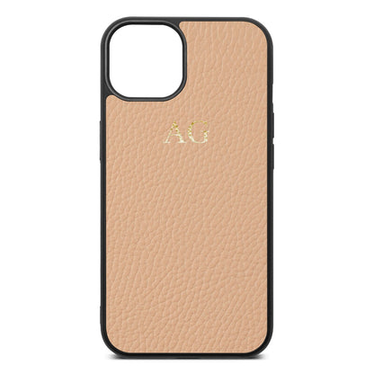 Personalised Nude Pebble Leather iPhone 13 Case