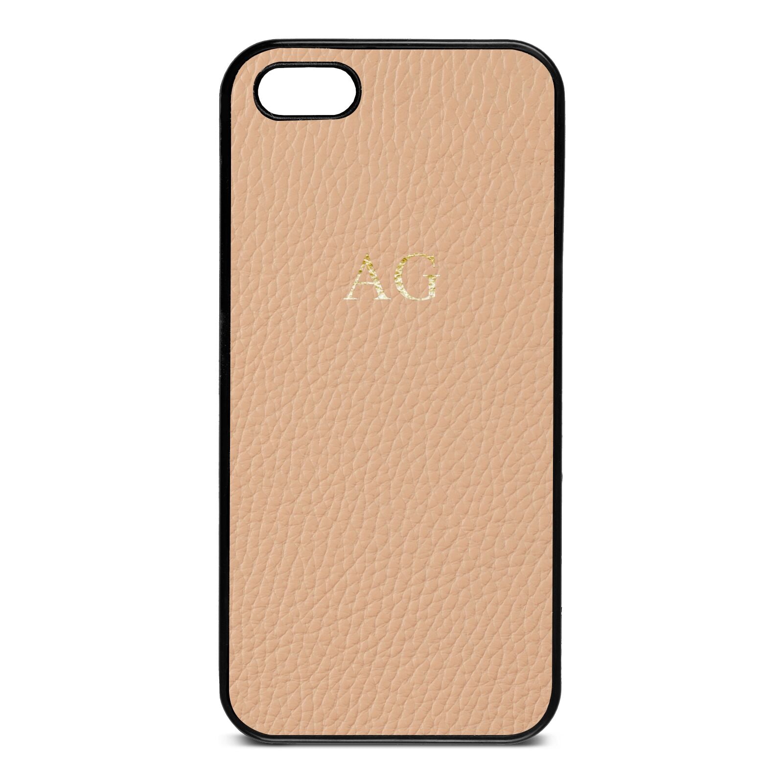 Personalised Nude Pebble Leather iPhone 5 Case