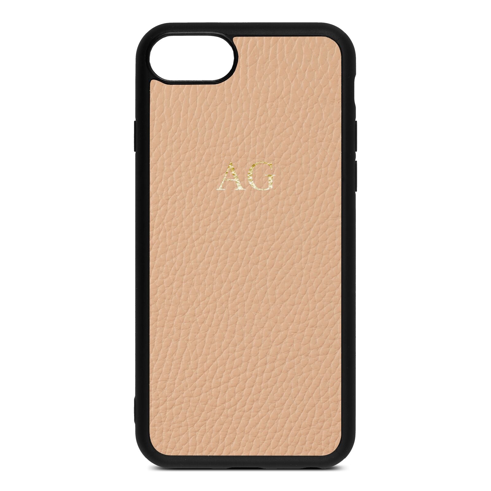 Personalised Nude Pebble Leather iPhone 8 Case