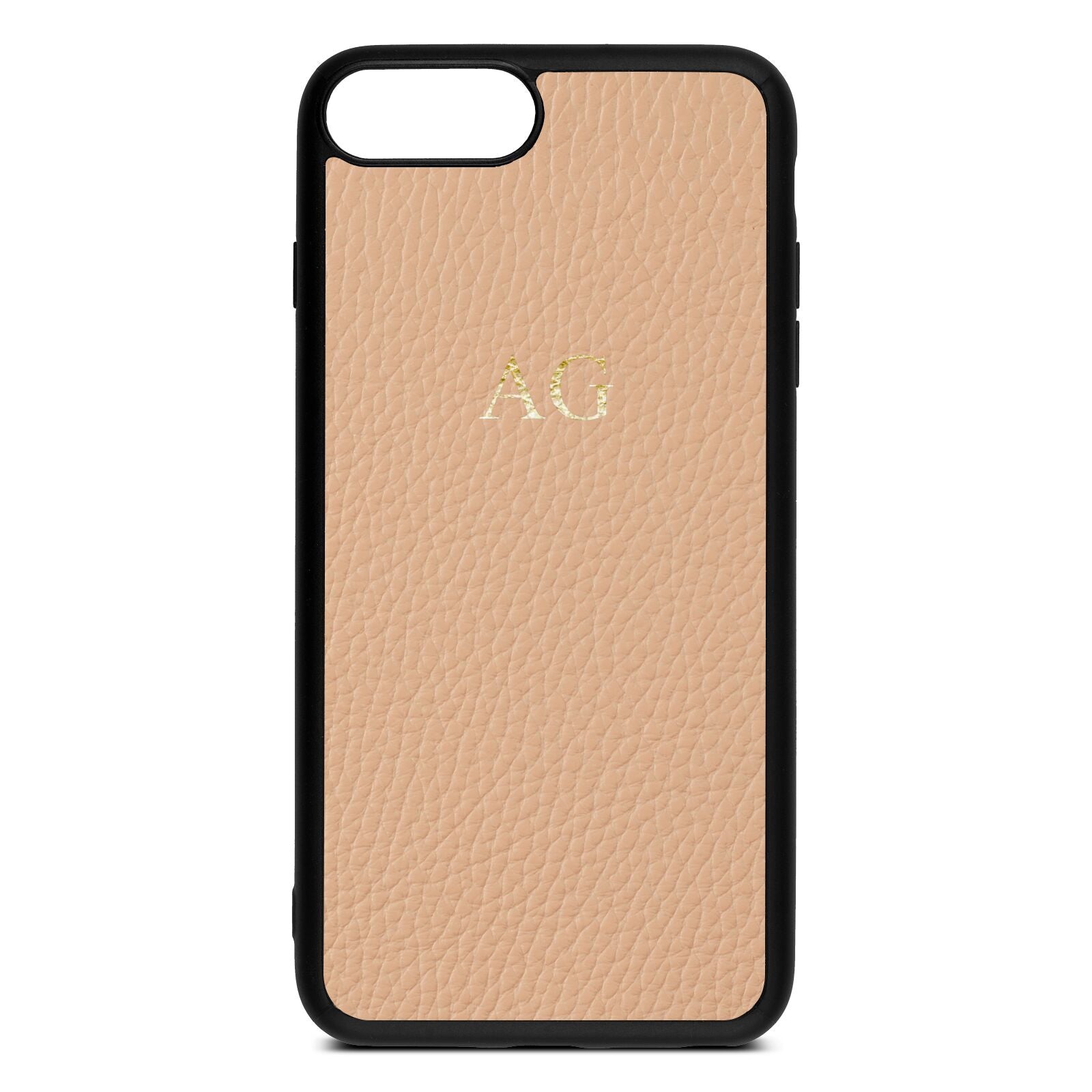 Personalised Nude Pebble Leather iPhone 8 Plus Case