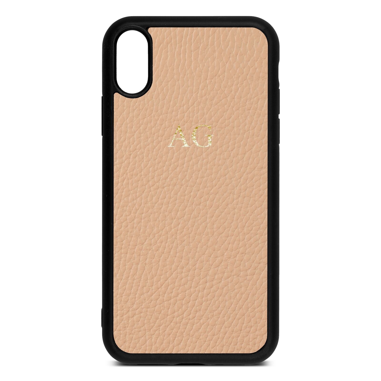 Personalised Nude Pebble Leather iPhone Xr Case
