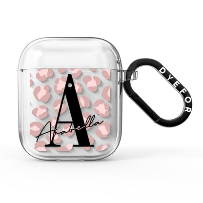Personalised Nude Pink Leopard AirPods Clear Case