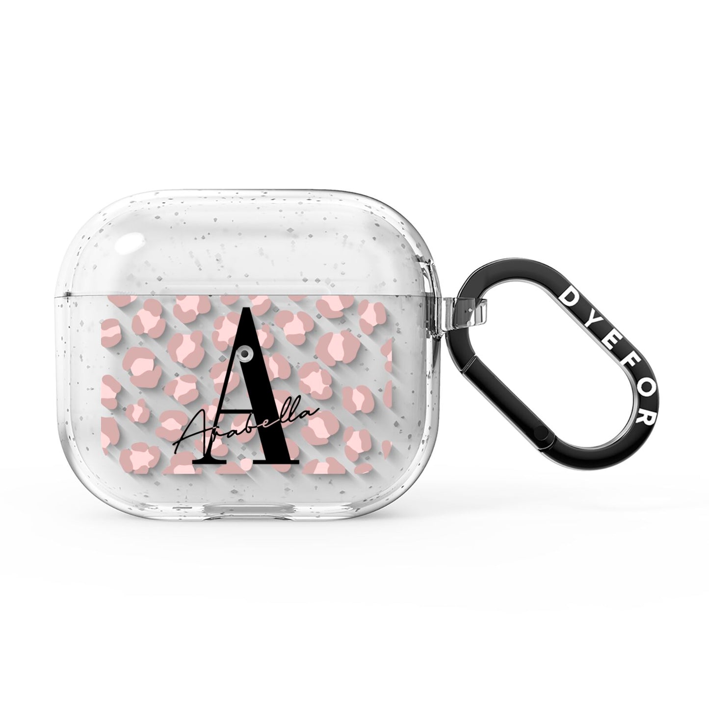 Personalised Nude Pink Leopard AirPods Glitter Case 3rd Gen