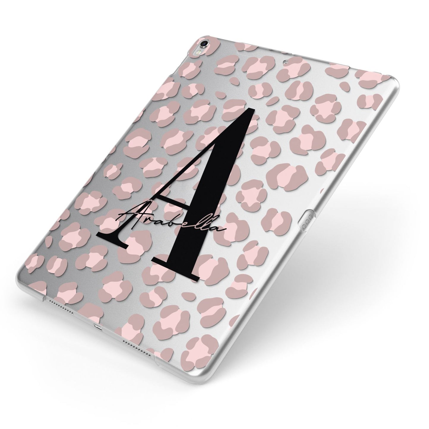 Personalised Nude Pink Leopard Apple iPad Case on Silver iPad Side View