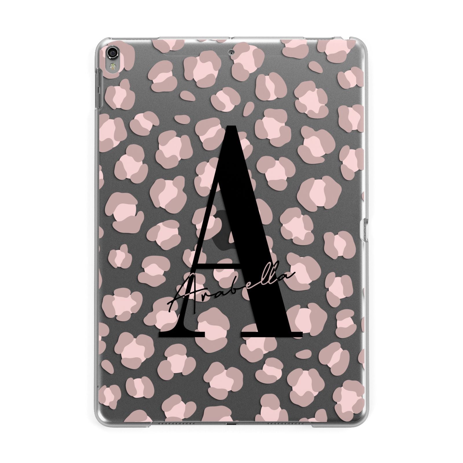 Personalised Nude Pink Leopard Apple iPad Grey Case