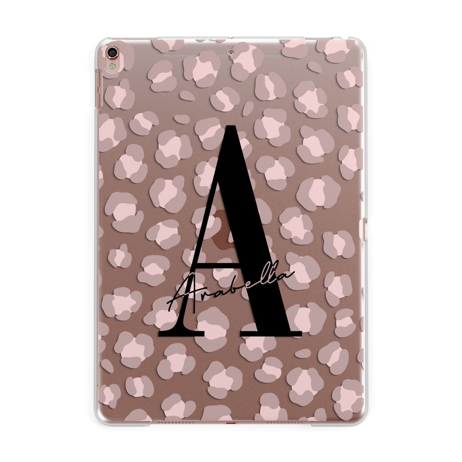Personalised Nude Pink Leopard Apple iPad Rose Gold Case