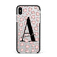 Personalised Nude Pink Leopard Apple iPhone Xs Max Impact Case Black Edge on Silver Phone