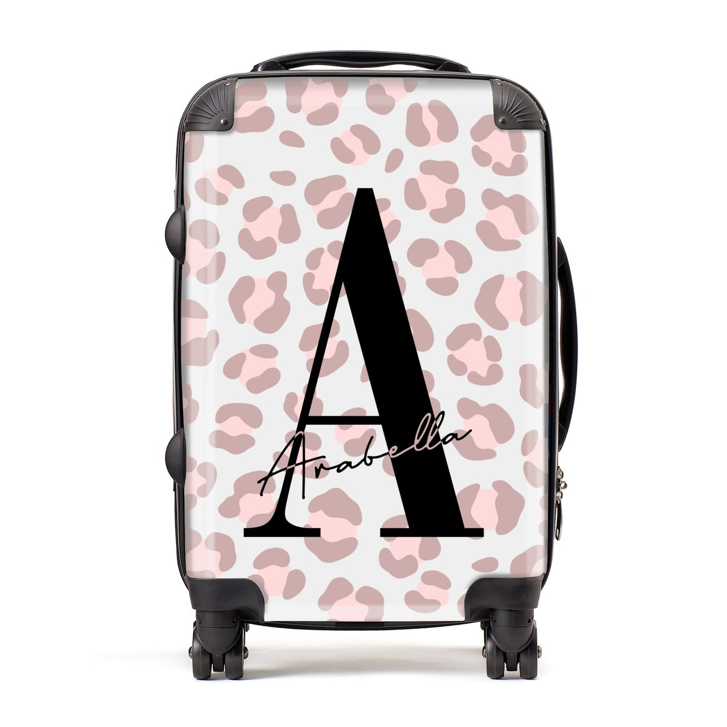Personalised Nude Pink Leopard Suitcase