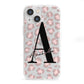 Personalised Nude Pink Leopard iPhone 13 Mini Clear Bumper Case