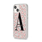 Personalised Nude Pink Leopard iPhone 14 Glitter Tough Case Starlight Angled Image
