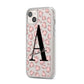 Personalised Nude Pink Leopard iPhone 14 Plus Clear Tough Case Starlight Angled Image
