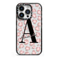 Personalised Nude Pink Leopard iPhone 14 Pro Black Impact Case on Silver phone