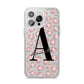 Personalised Nude Pink Leopard iPhone 14 Pro Max Clear Tough Case Silver