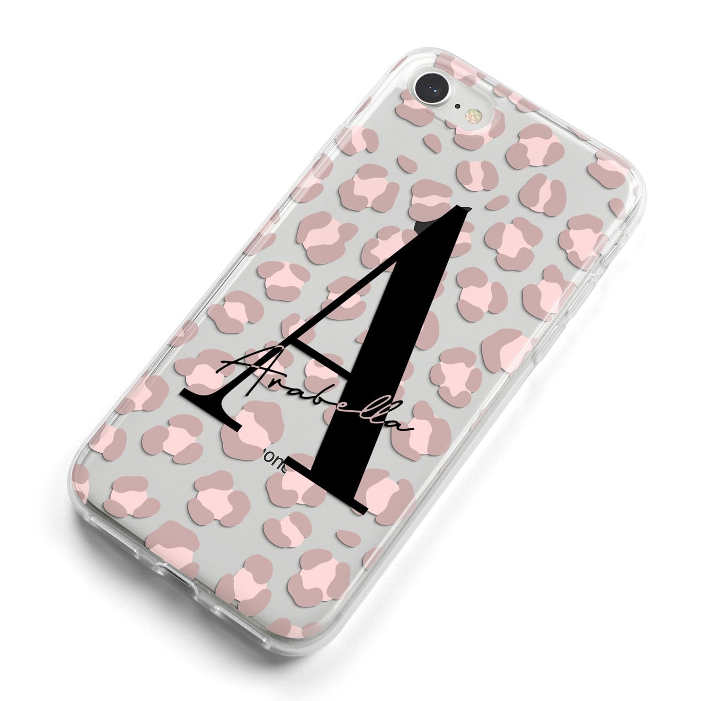 Personalised Nude Pink Leopard iPhone 8 Bumper Case on Silver iPhone Alternative Image
