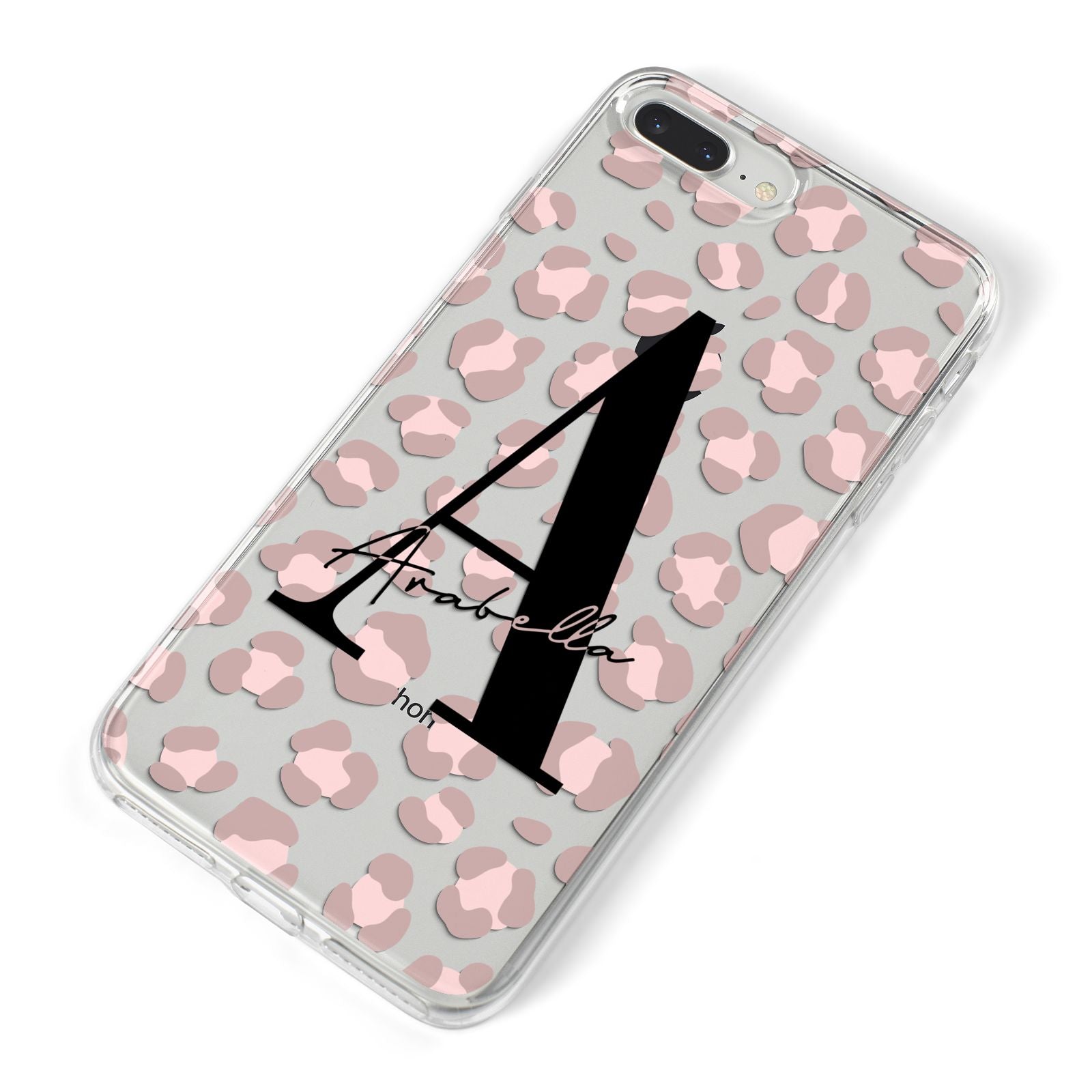 Personalised Nude Pink Leopard iPhone 8 Plus Bumper Case on Silver iPhone Alternative Image