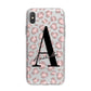 Personalised Nude Pink Leopard iPhone X Bumper Case on Silver iPhone Alternative Image 1
