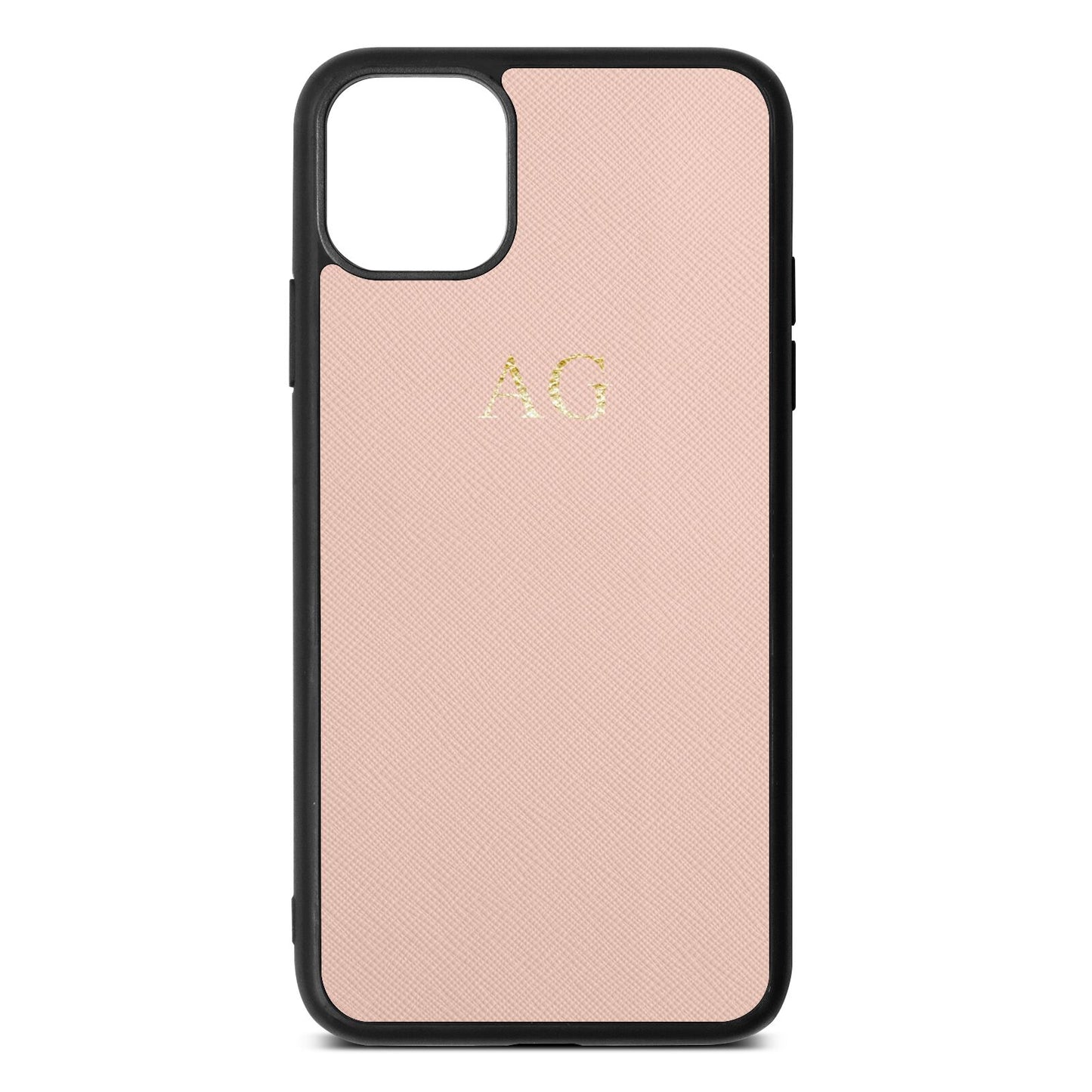 Personalised Nude Saffiano Leather iPhone 11 Pro Max Case