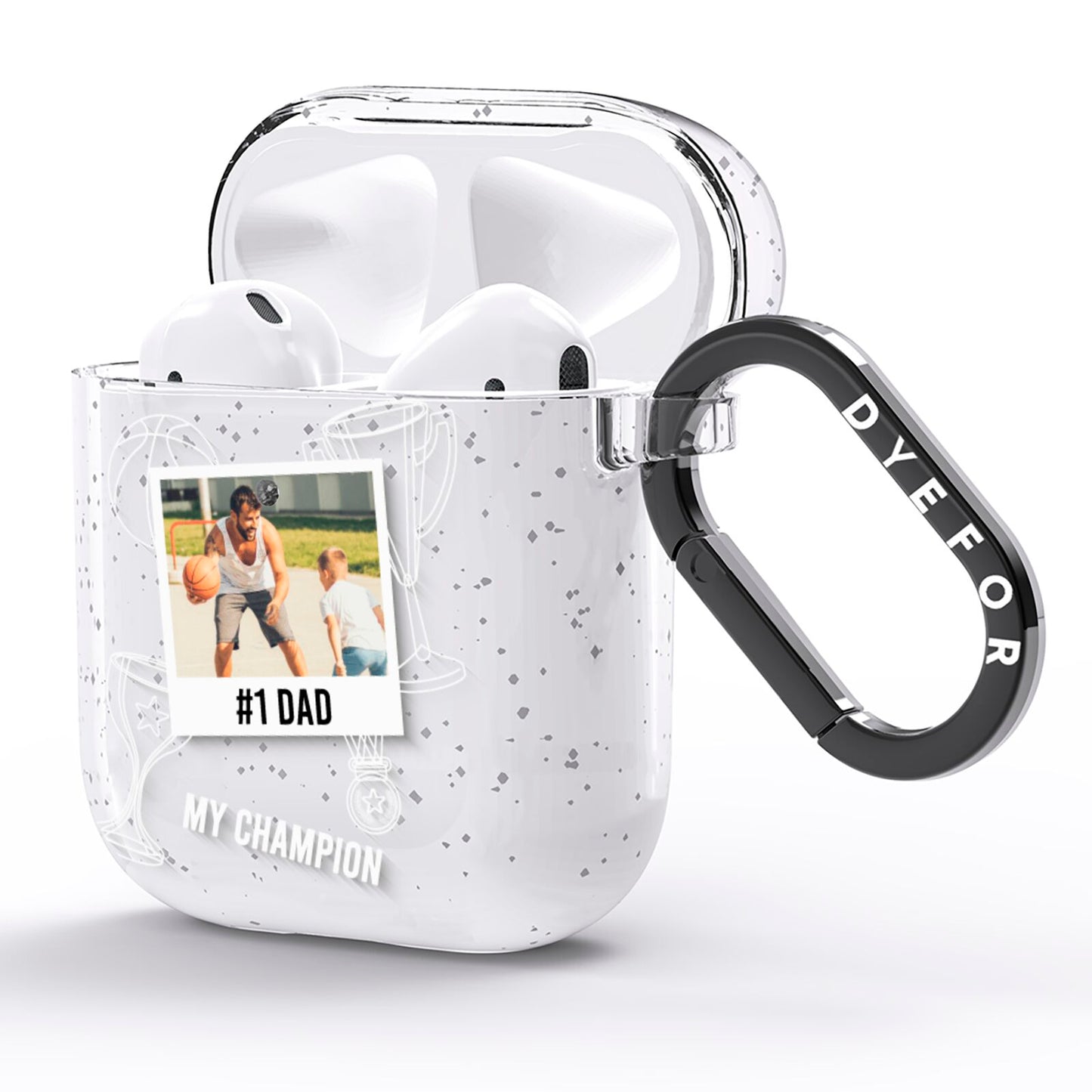 Personalised Number 1 Dad AirPods Glitter Case Side Image