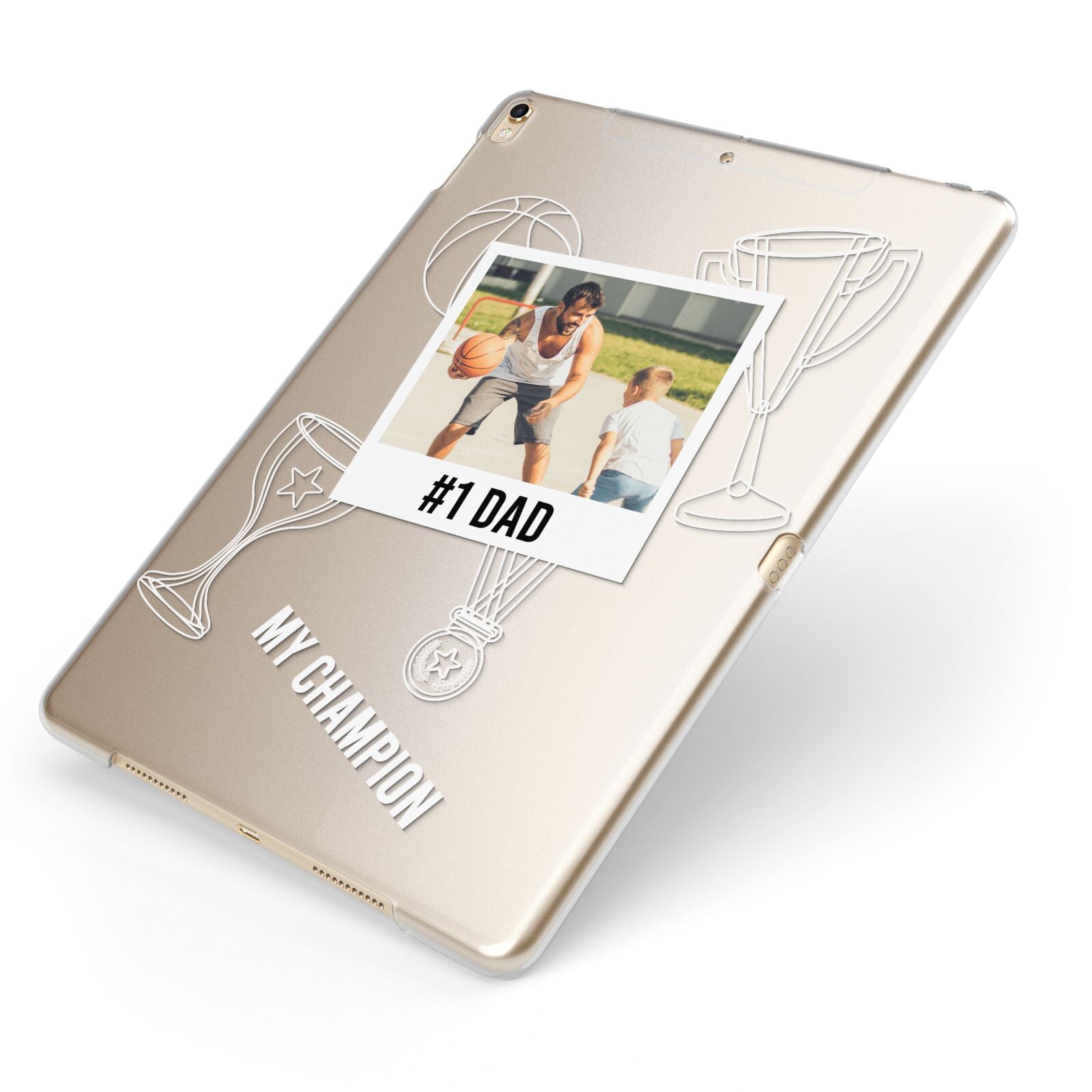 Personalised Number 1 Dad Apple iPad Case on Gold iPad Side View